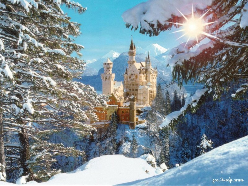 Foto: Neuschwanstein Castle, Bavaria, Germany,  Sun & Snow